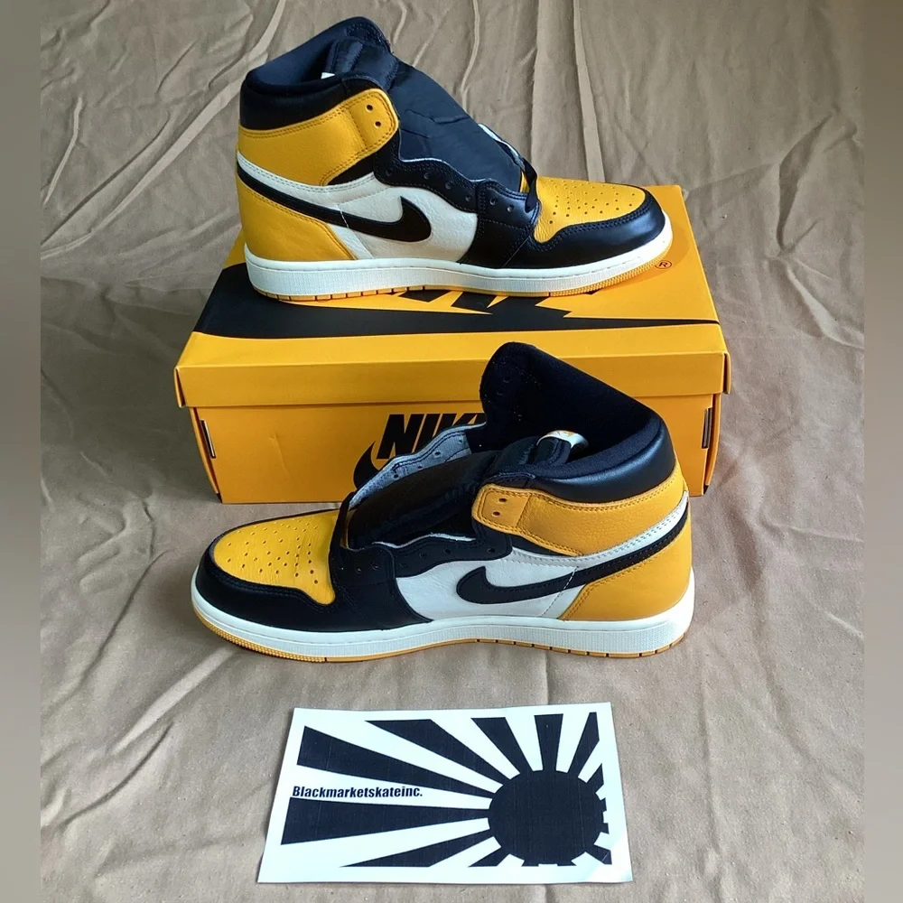 Nike Air Jordan 1 Retro High OG Yellow Toe Taxi 555088-711 Men's Size 10.5